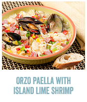 Orzo Paella with Island Lime Shrimp